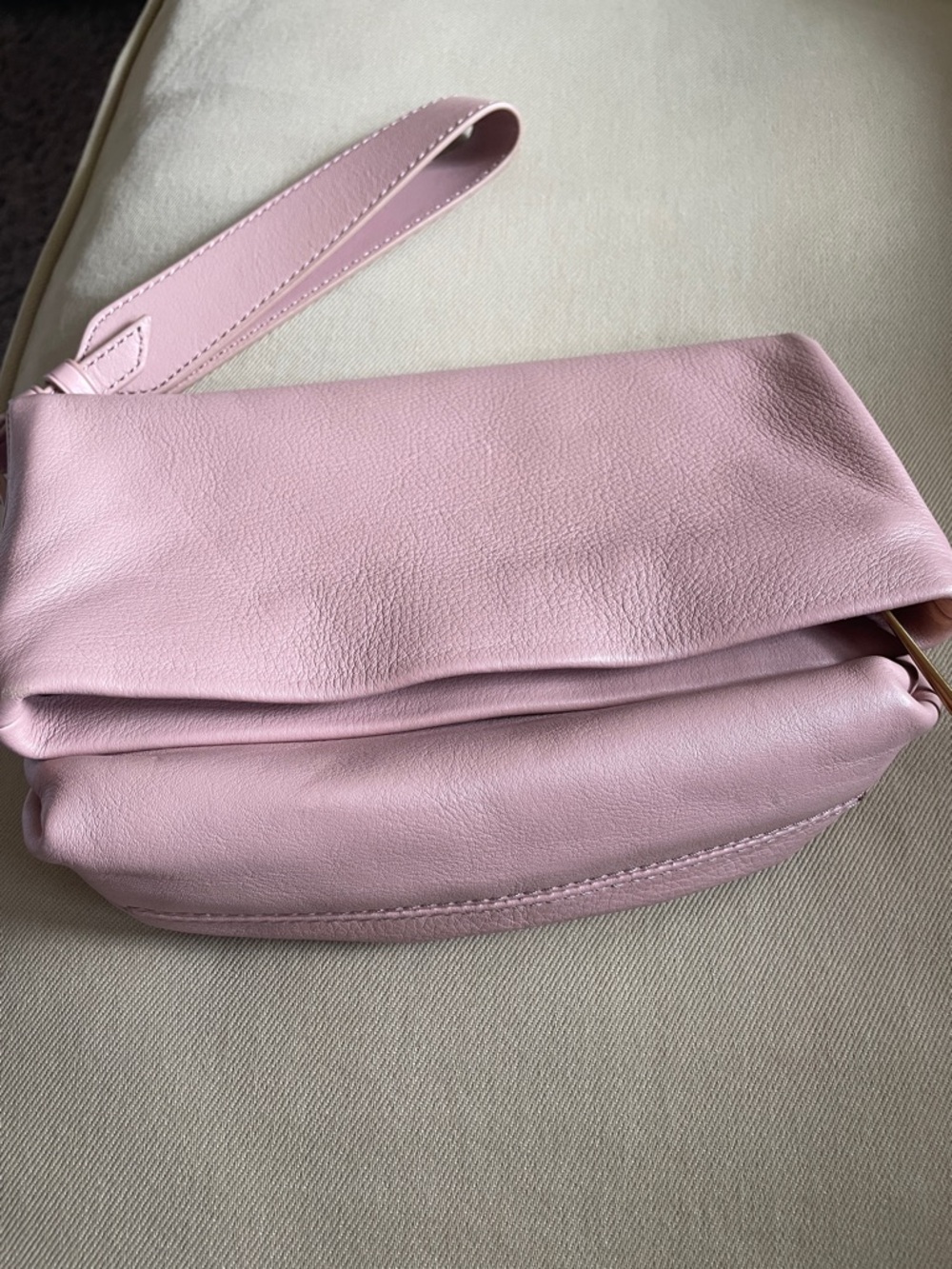 J. Crew Blush Pink Leather Wristlet Clutch